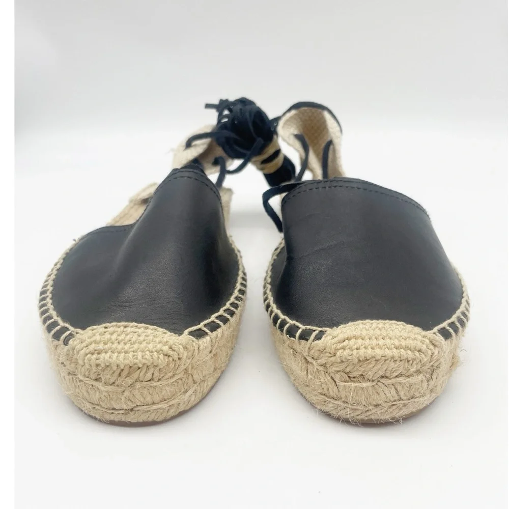 Soludos black leather espadrills.  Size 10 - Picture 4 of 10